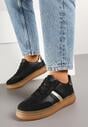 Czarne Sneakersy Tenisówki z Metalicznym Paskiem Hanalie