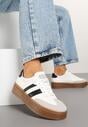 Biało-Czarne Sneakersy w Stylu Tenisówek z Geometrycznym Wzorem Avelresil