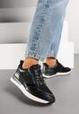Czarne Sneakersy z Ozdobnym Suwakiem i Skórzaną Wkładką Hanviera