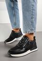 Czarne Sneakersy z Ozdobnym Suwakiem i Skórzaną Wkładką Hanviera