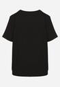 Czarny T-shirt z Bawełny Ozdobiony Kwiatami Marionis