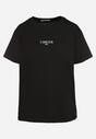 Czarny T-shirt z Bawełny Ozdobiony Napisem Marivorra