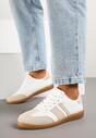 Beżowo-Białe Sneakersy Tenisówki z Ozdobnymi Paskami Danavin