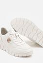 Białe Skórzane Sneakersy z Wkładką ze Skóry Naturalnej i Aplikacją Elothis