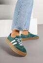 Ciemnozielone Skórzane Sneakersy w Stylu Kultowych Tenisówek Rerionelle