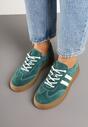 Ciemnozielone Skórzane Sneakersy w Stylu Kultowych Tenisówek Rerionelle