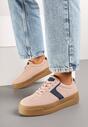 Różowo-Granatowe Sneakersy Typu Klasyczne Tenisówki na Grubej Podeszwie Hanistra