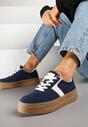 Granatowe Sneakersy Typu Klasyczne Tenisówki na Grubej Podeszwie Hanistra