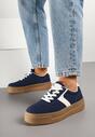 Granatowe Sneakersy Typu Klasyczne Tenisówki na Grubej Podeszwie Hanistra