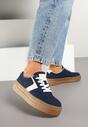Granatowe Sneakersy Typu Klasyczne Tenisówki na Grubej Podeszwie Hanistra