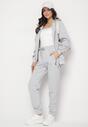 Szary Komplet Dresowy Bluza z Kapturem i Joggery Rerialda