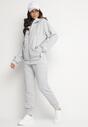 Szary Komplet Dresowy Bluza z Kapturem i Joggery Rerialda
