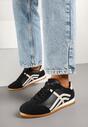 Czarne Sneakersy w Stylu Kultowych Tenisówek z Ozdobnymi Przeszyciami Vellexia