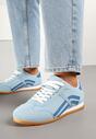 Niebieskie Sneakersy w Stylu Kultowych Tenisówek z Ozdobnymi Przeszyciami Vellexia