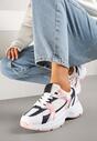 Biało-Granatowe Sneakersy z Siateczką na Piankowej Podeszwie Vallexia
