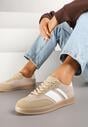 Ciemnobeżowe Sneakersy Tenisówki z Geometrycznym Wzorem Eleamila