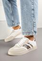 Beżowe Sneakersy Tenisówki z Geometrycznym Wzorem w Panterkę Eleamila