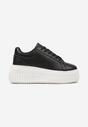 Czarne Sneakersy na Grubej Podeszwie z Perforacją Eleadrelle