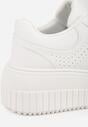 Białe Sneakersy na Grubej Podeszwie z Perforacją Eleadrelle