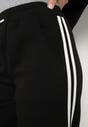 Czarne Szerokie Spodnie Dresowe z Wiskozą Ozdobione Sznurkiem i Lampasami Fenila