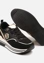 Czarne Sneakersy na Grubej Podeszwie z Metalicznymi Wstawkami Gonnith
