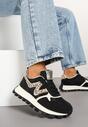 Czarne Sneakersy na Podeszwie z Tłoczeniami Zdobione Wzorem w Panterkę Gonoria
