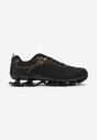 Czarno-Złote Buty Sportowe Sneakersy z Geometrycznym Zdobieniem Noramia