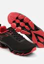 Czarno-Czerwone Buty Sportowe Sneakersy z Geometrycznym Zdobieniem Noramia