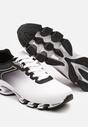 Biało-Czarne Buty Sportowe Sneakersy z Geometrycznym Zdobieniem Noramia