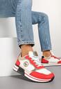 Biało-Czerwone Sneakersy Ozdobione Metaliczną Aplikacją Zolamira