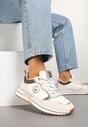 Beżowe Sneakersy Ozdobione Metaliczną Aplikacją Zolamira