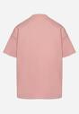 Różowy T-shirt z Trójkątnym Dekoltem Foniriela
