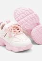 Biało-Różowe Buty Sportowe Sneakersy ze Skórzaną Wkładką i Napisem Rivreti