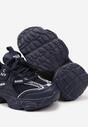 Granatowe Buty Sportowe Sneakersy ze Skórzaną Wkładką i Napisem Rivreti
