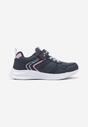 Granatowe Buty Sportowe Sneakersy z Napisem i Geometrycznym Wzorem Iloniel