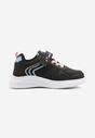 Czarne Buty Sportowe Sneakersy Ozdobione Paskami i Napisem Araleina