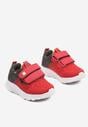 Czerwono-Szare Buty Sportowe Sneakersy z Ozdobną Naszywką Aralinda