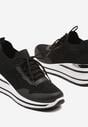 Czarne Sneakersy na Koturnie z Cyrkoniami z Metalicznym Zdobieniem Bariena