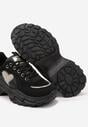 Czarne Sneakersy Streetwearowe z Brokatem na Grubej Podeszwie Miledia