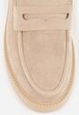 Ciemnobeżowe Mokasyny z Ozdobnym Paskiem Felzivia