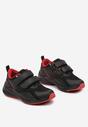 Czarno-Czerwone Buty Sportowe Sneakersy z Ozdobnym Tłoczeniem Fonora