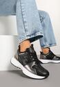 Czarne Sneakersy z Perforacją i Ozdobnymi Metalicznymi Wstawkami Kamirea