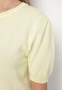 Żółta Bluzka Sweterkowa z Lekko Bufiastymi Rękawami z Wiskozą Adeva