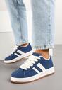 Granatowe Sneakersy z Ozdobnymi Naszywkami z Boku Galdexis