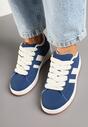 Granatowe Sneakersy z Ozdobnymi Naszywkami z Boku Galdexis
