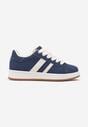 Granatowe Sneakersy z Ozdobnymi Naszywkami z Boku Galdexis