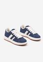 Granatowe Sneakersy z Ozdobnymi Naszywkami z Boku Galdexis