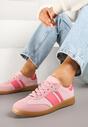 Różowe Sneakersy Tenisówki z Ozdobnymi Paskami Nelidi