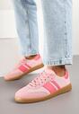 Różowe Sneakersy Tenisówki z Ozdobnymi Paskami Nelidi