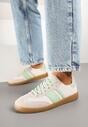 Biało-Zielone Sneakersy Tenisówki z Ozdobnymi Paskami Nelidi